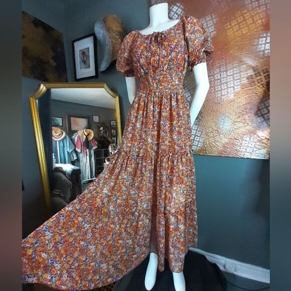 Floral Bohemian Ruffled Maxi Dress - Picture 8 of 16